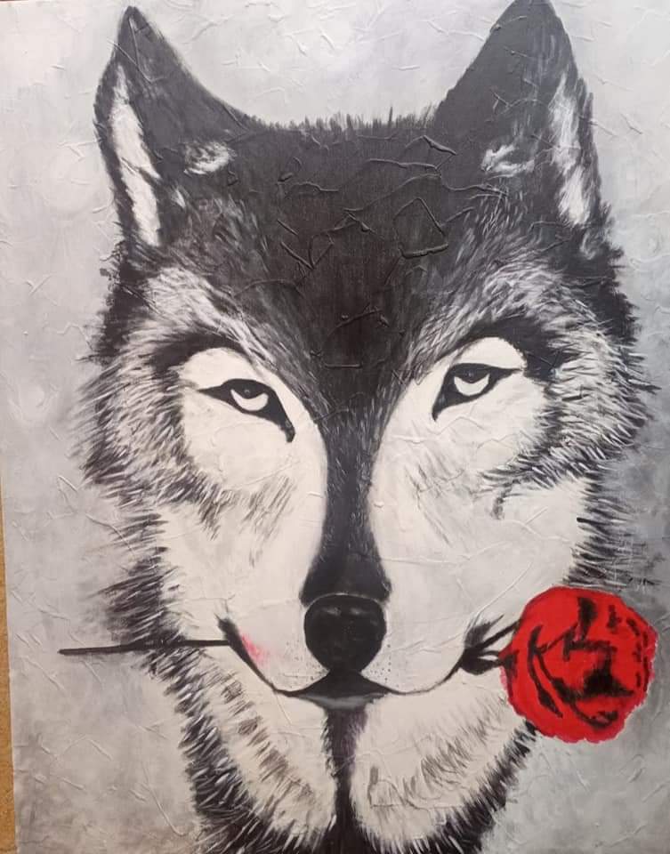 Amor de lobo, oleo sobre lienzo 90x70com